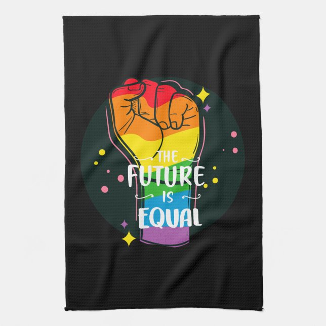 The Future Is Equal Raised Fist  Tea Towel (Vertical)