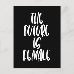 The Future is Female black postcard