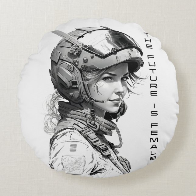The future is female wall art, the future feminine round cushion (Front)