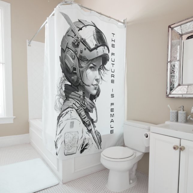 The future is female wall art, the future feminine shower curtain (In Situ)