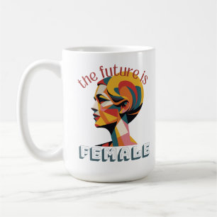 The future is female, woman face, art face coffee mug