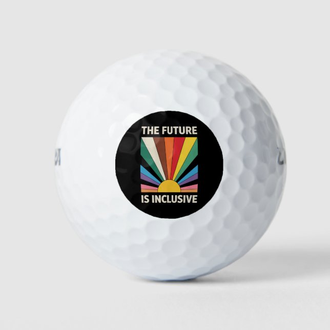 The Future Is Inclusive LGBTQ Pride Ally Rainbow Golf Balls (Front)