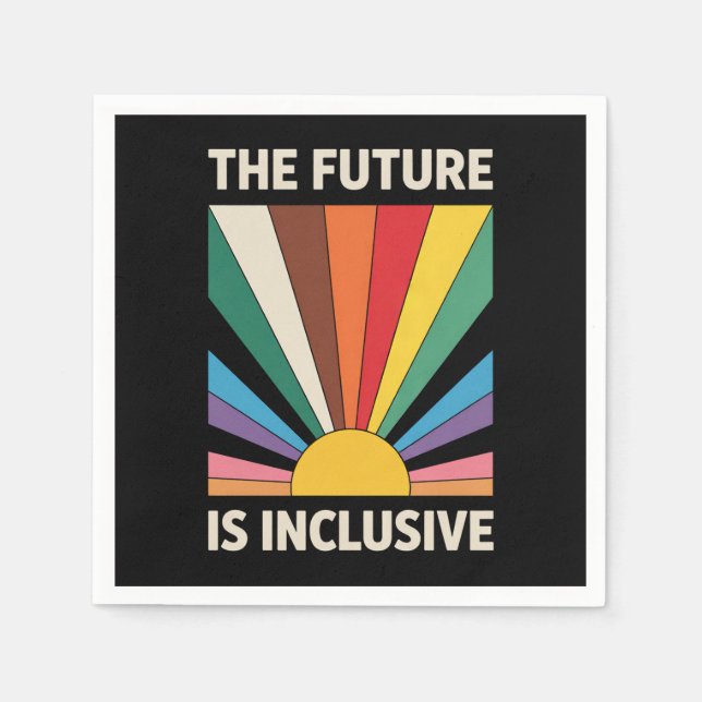 The Future Is Inclusive LGBTQ Pride Ally Rainbow Napkin (Front)