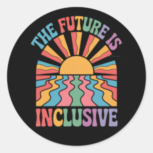 The Future Is Inclusive LGBTQ Rainbow Pride Retro Classic Round Sticker