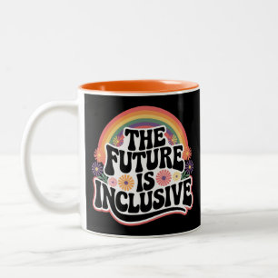The Future is Inclusive Rainbow LGBTQ Flag Gay  Two-Tone Coffee Mug