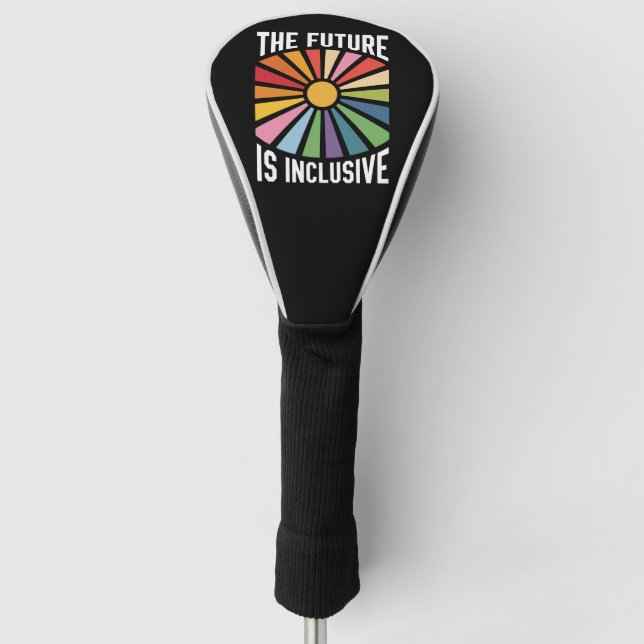 The Future is Inclusive Rainbow Pride Trans Rights Golf Head Cover (Front)