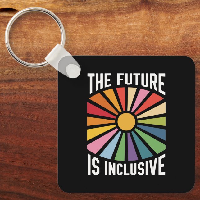 The Future is Inclusive Rainbow Pride Trans Rights Key Ring (Front)