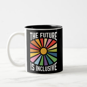 The Future is Inclusive Rainbow Pride Trans Rights Two-Tone Coffee Mug
