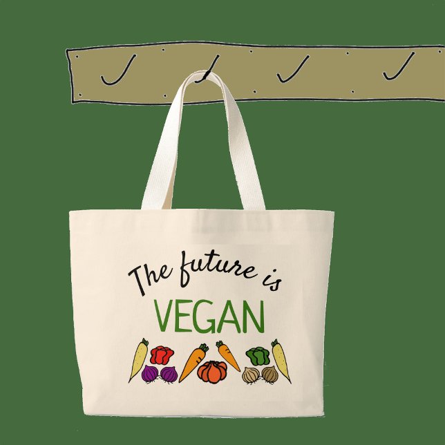 The future is VEGAN, with vegetables Large Tote Bag (Creator Uploaded)