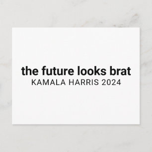 The future looks brat kamala harris 2024 white postcard
