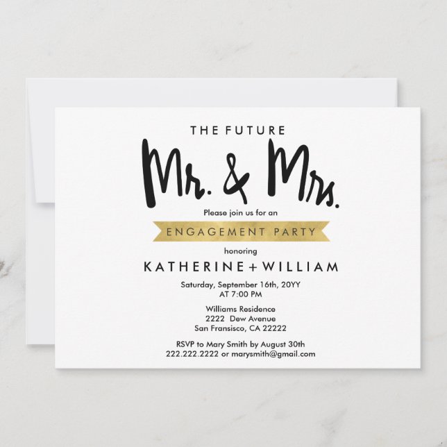 The Future Mr and Mrs Custom Engagement Party Invitation (Front)