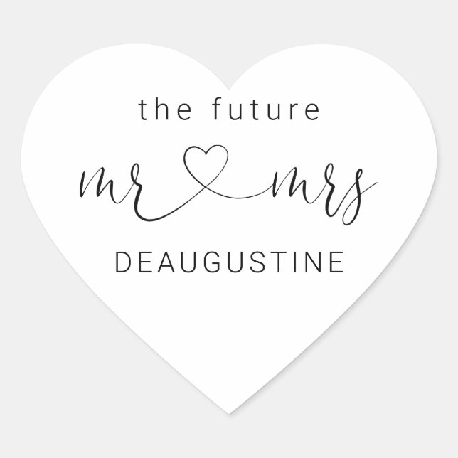 The Future Mr and Mrs Heart Wedding Sticker (Front)