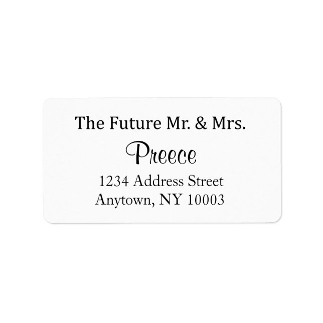 The Future Mr and Mrs Labels, Wedding Stickers (Front)