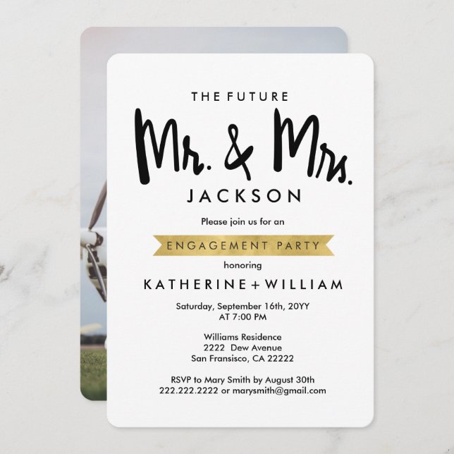 The Future Mr and Mrs Photo Engagement Party Invitation (Front/Back)