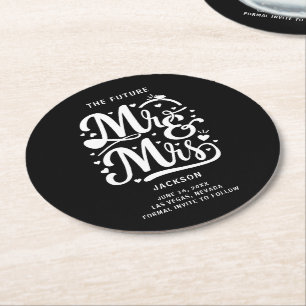 The Future Mr and Mrs Wedding Save the Date Round Paper Coaster
