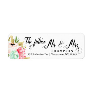The Future Mr Mrs Peony Rose Pastel Watercolors