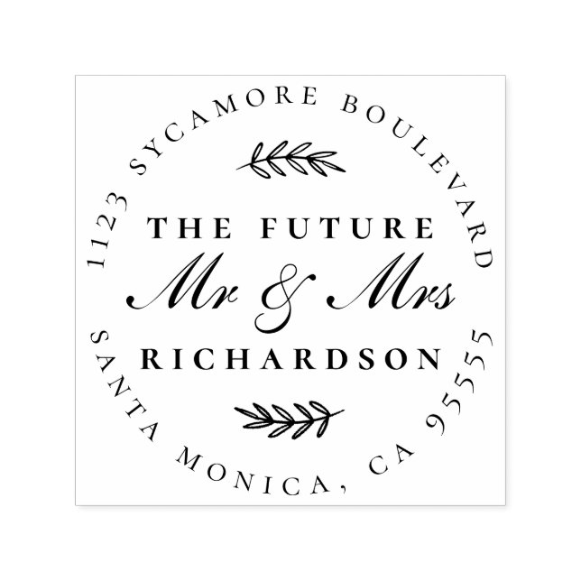 The Future Mr & Mrs Script Engaged Couple Address Self-inking Stamp (Design)