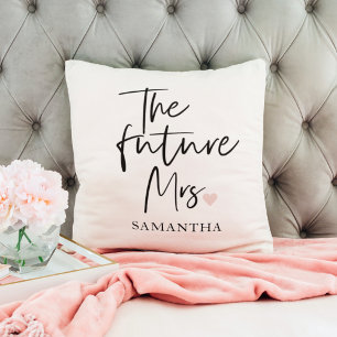 The Future Mrs and Your Name   Modern Beauty Gift Cushion