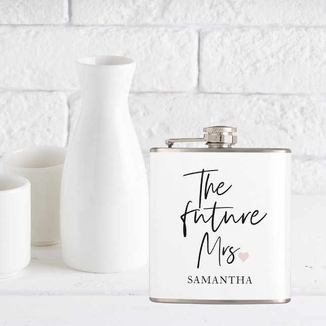 The Future Mrs and Your Name | Modern Beauty Gift Hip Flask (Creator Uploaded)