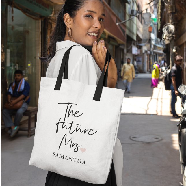 The Future Mrs and Your Name | Modern Beauty Gift Tote Bag (Creator Uploaded)