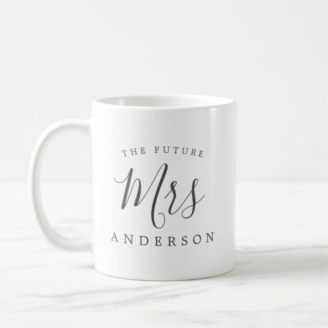 The Future Mrs Black White Engagement Gift Coffee Mug (Left)