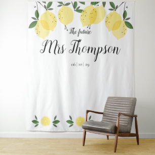 The Future Mrs Bridal Shower Lemons Photo Backdrop Tapestry