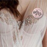 The Future Mrs. Brush Script Diamond Bridal Party 6 Cm Round Badge<br><div class="desc">The future Mrs. 'custom name' brushed black calligraphy script diamond wedding bridal party / wedding rehearsal / bachelorette party name tag / pin button. This modern design features a chic and trendy black 'Mrs.' brushed calligraphy script with a stylish diamond accent on a pastel blush light pink background. You can...</div>