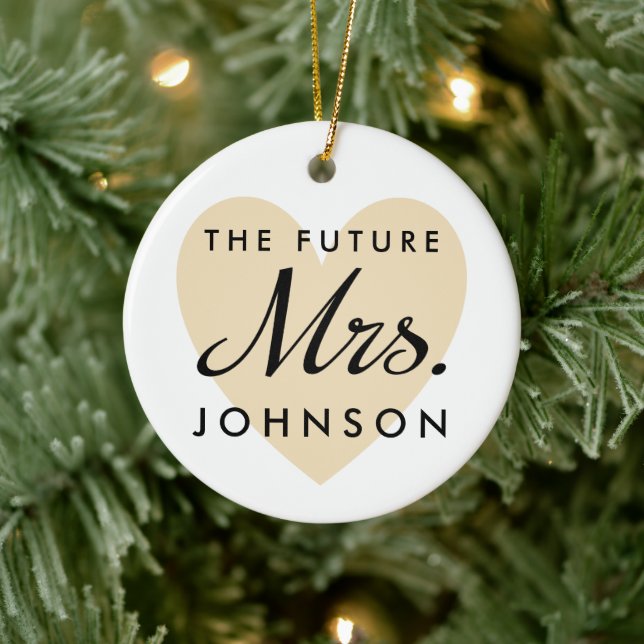 The Future Mrs. Heart and Name Ceramic Tree Decoration (Tree)
