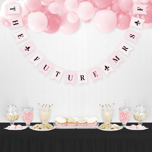 The Future Mrs. Pink Stripes French Bridal Shower Bunting (Creator Uploaded)