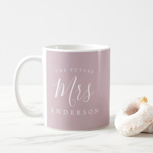 The Future Mrs Purple Engagement Gift Coffee Mug (With Donut)
