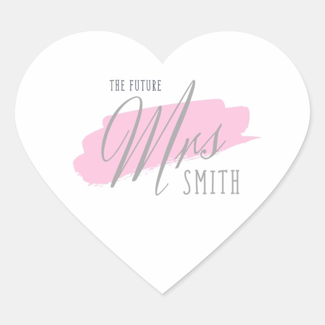 The Future Mrs Smith Heart Sticker - Grey & Pink (Front)