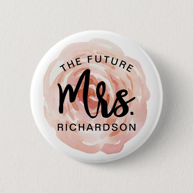 The Future Mrs. Watercolor Floral Pin (Front)