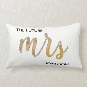 The Future/New Name Black White Faux Gold Foil Lumbar Cushion