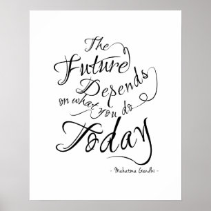 The Future- White Calligraphy Inspirational Poster