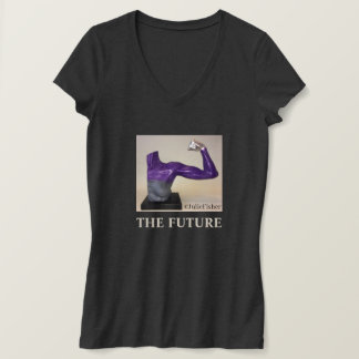 THE FUTURE-Woman's dark grey V neck T-shirt