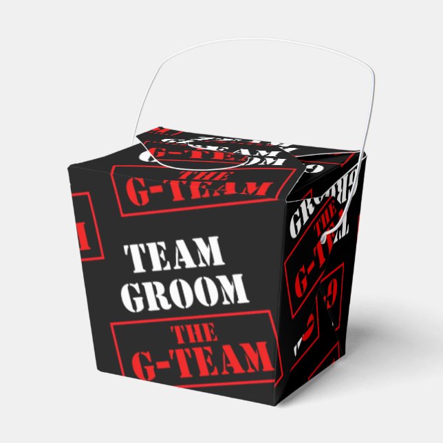 The G-Team Team Groom Take-Out Favour Box (Front Side)