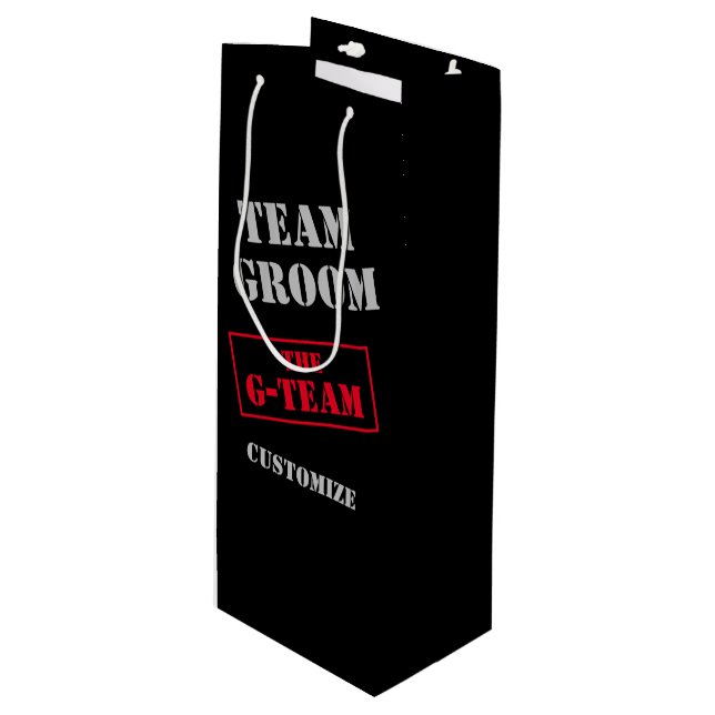 The G-Team Team Groom Wine Gift Bag (Front Angled)