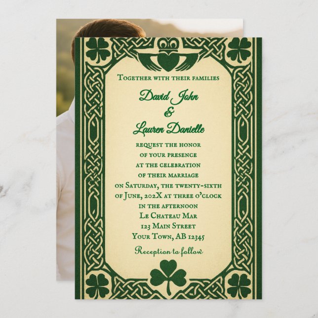 The Gaelic Seal Photo Wedding Invitation (Front/Back)
