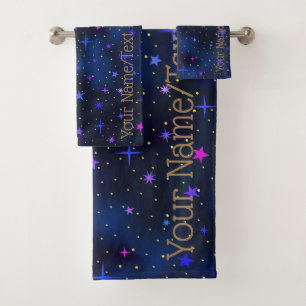 The Galaxy Stars Midnight Blue Bath Towel Set