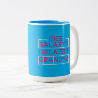 The Galaxy's Greatest Grandma Blue and Pink Typogr Two-Tone Coffee Mug