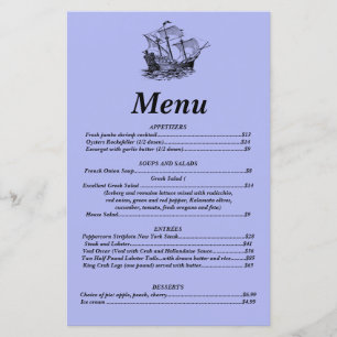 The Galleon Menu