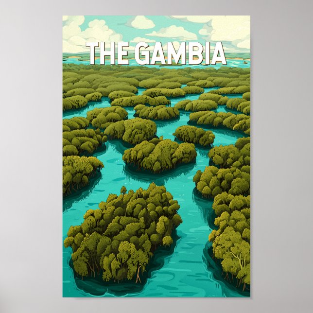 The Gambia Illustration Travel Art Vintage Poster (Front)