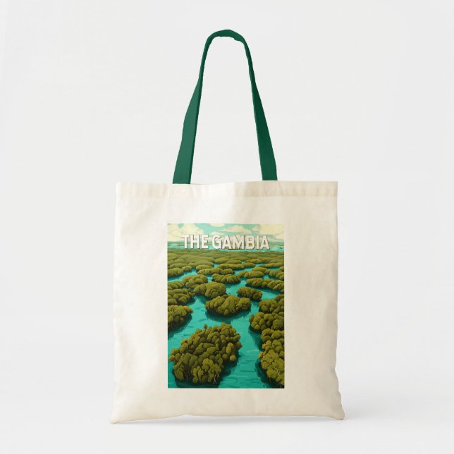 The Gambia Illustration Travel Art Vintage Tote Bag (Front)