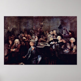 The Gambling Den " By Hogarth William Poster