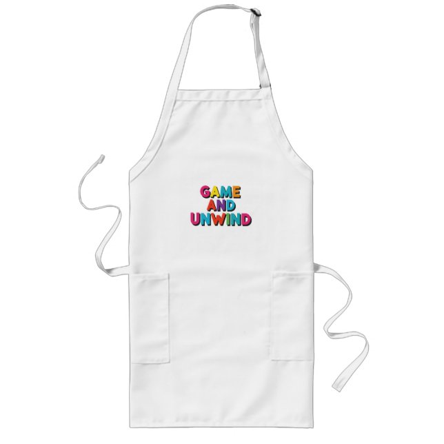 The Game and Unwind. t-shirt design Long Apron (Front)