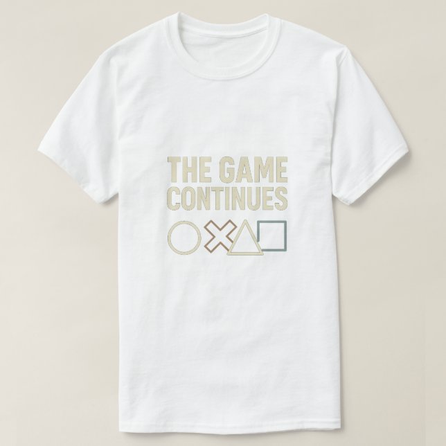 The Game Continues - Play-Inspired Neon Symbols De T-Shirt (Design Front)
