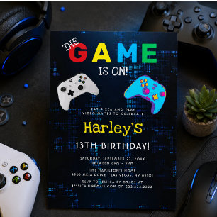 The Game Is On! Custom Photo Video Game Birthday Invitation