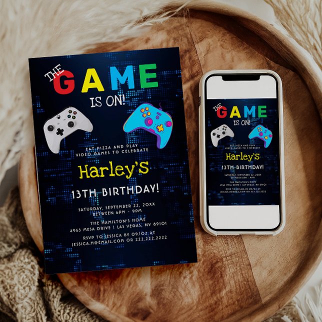 The Game Is On! Custom Photo Video Game Birthday Invitation (Creator Uploaded)