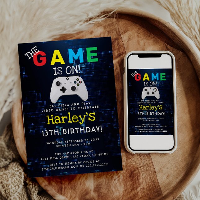 The Game Is On! Custom Photo Video Game Birthday Invitation (Creator Uploaded)