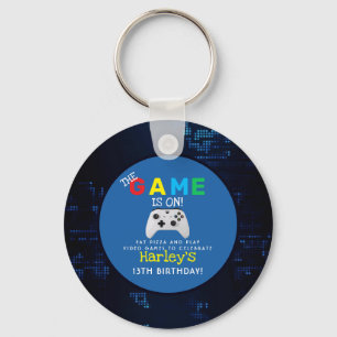 The Game Is On! Custom Photo Video Game Birthday Key Ring